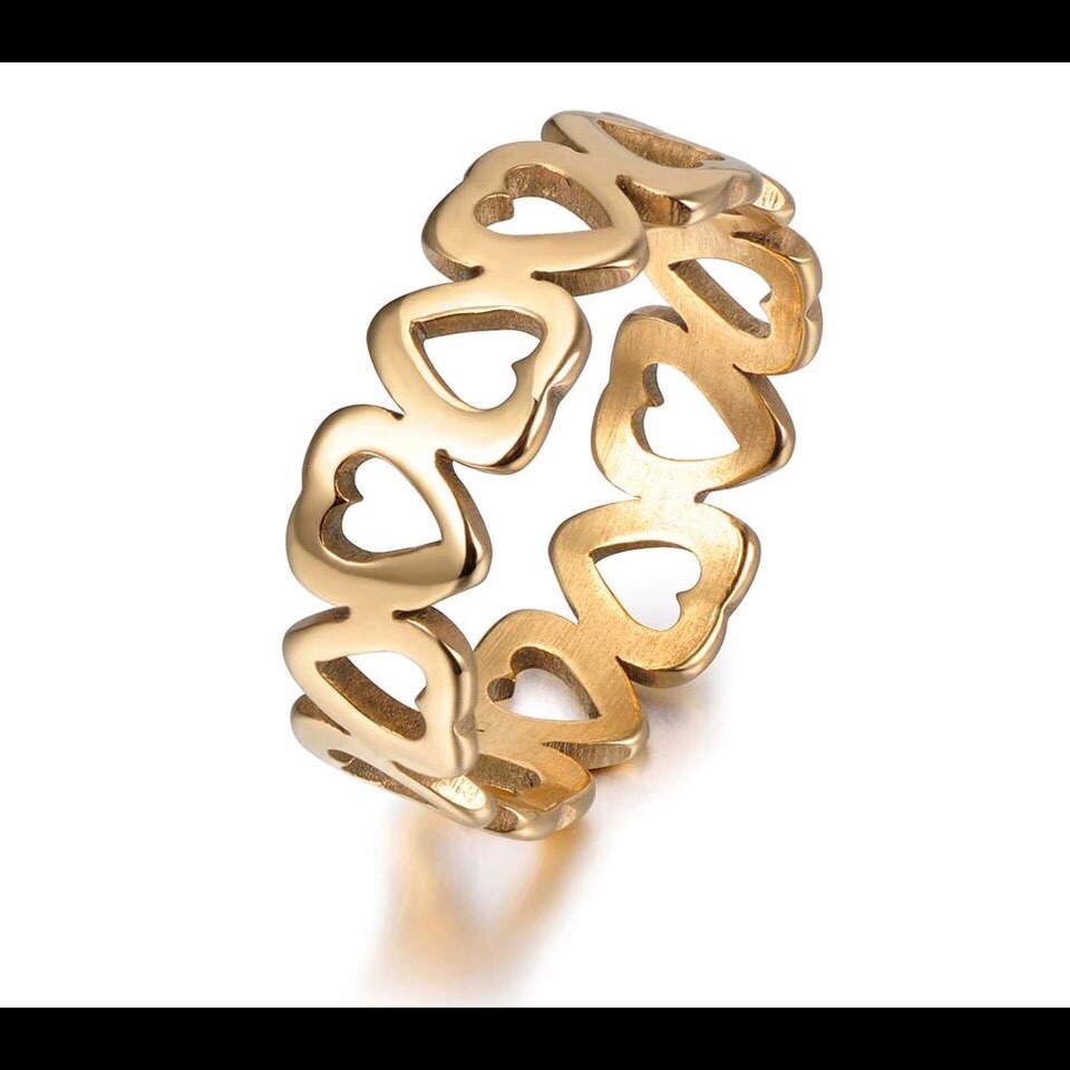 Gold Heart Eternity Band